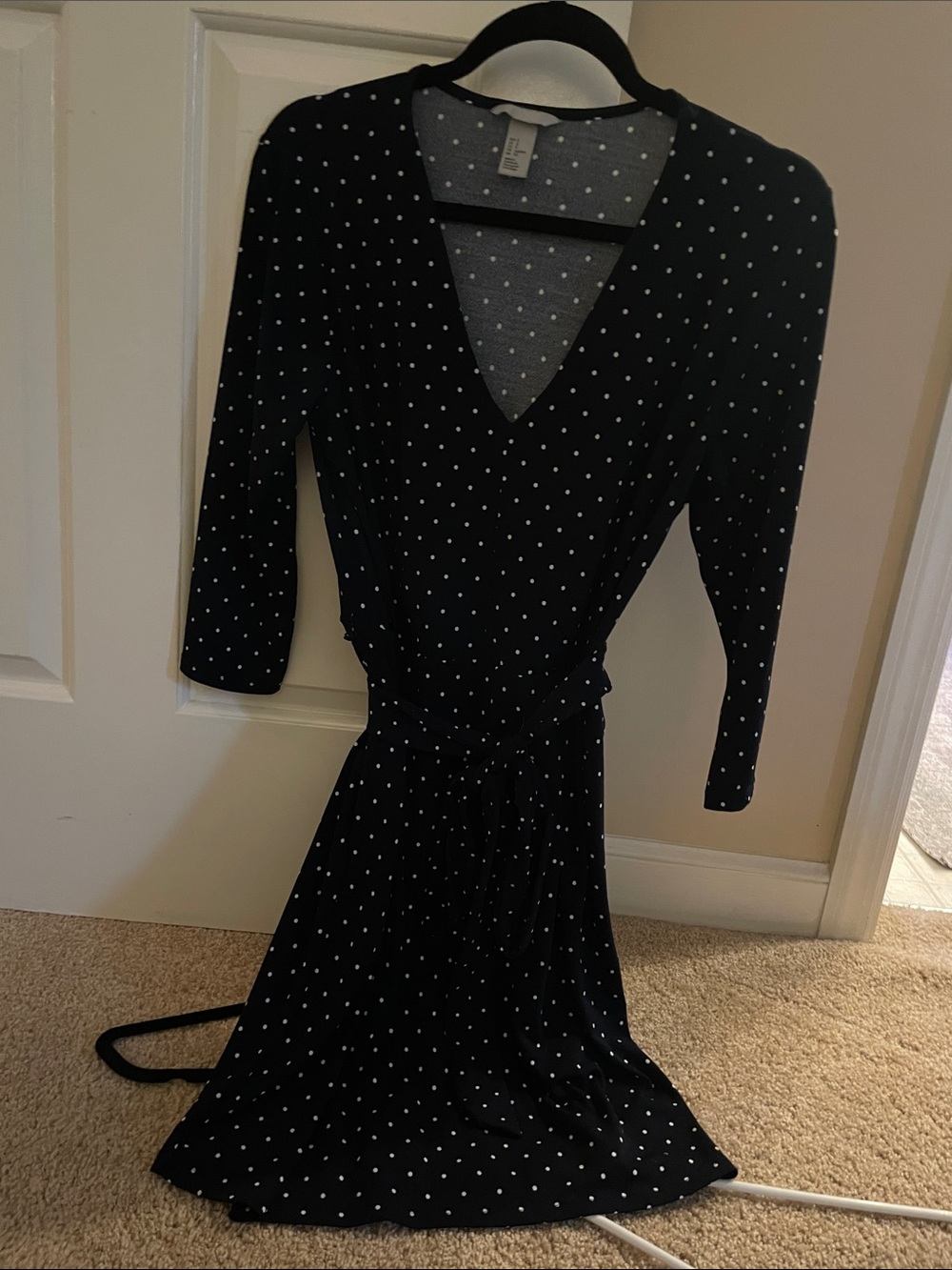 H&M navy Dress with White Polka Dots